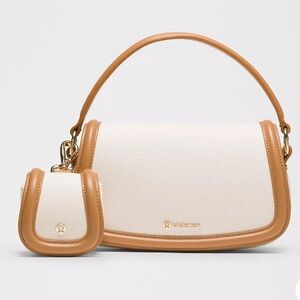 NEW Lululemon Canvas Mini Bag in Natural/Chestnut Brown